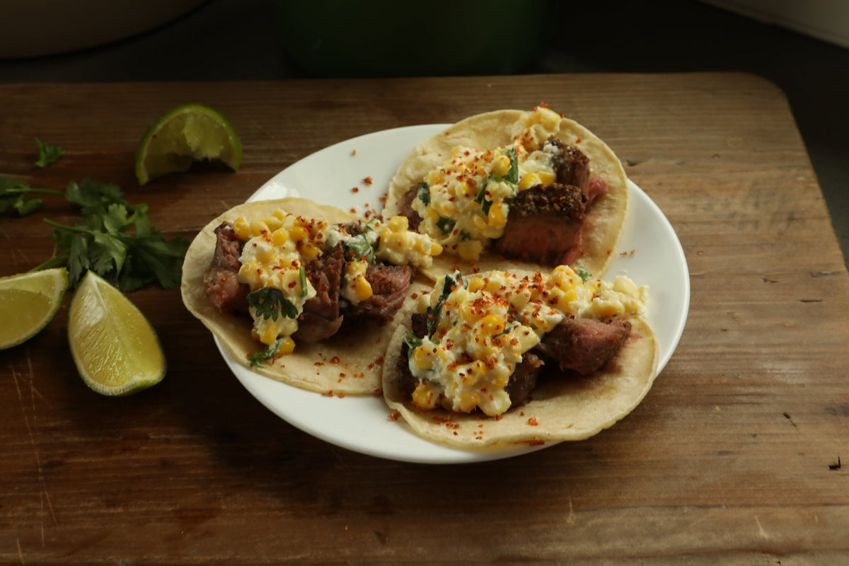 Feeding The Farmer<br>Elote Steak Tacos