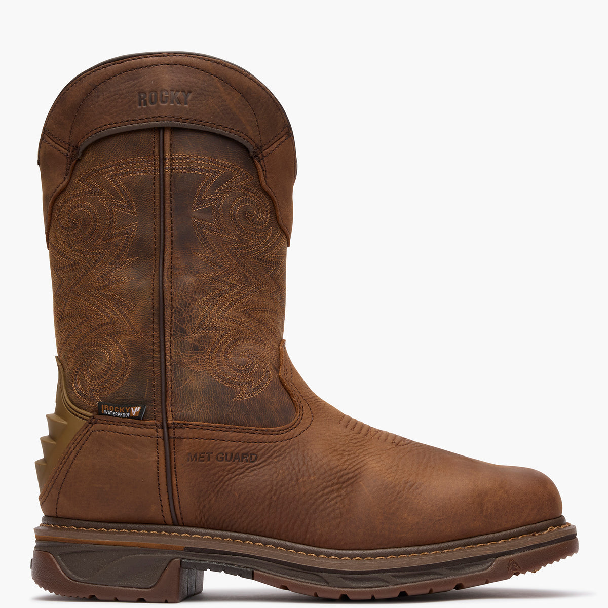 Rocky Square Toe Internal Met Guard Western Boot with TPU Heel Counter - profile
